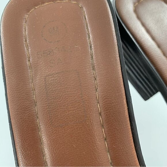 Faded Glory womens sandals size 9 brown leather vintage slip on slides 80s 90s - Picture 12 of 13